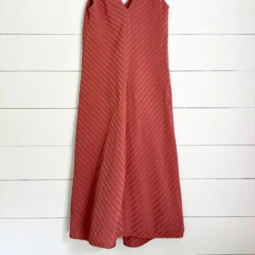 Everlane NWT Rust Colored City Striped Sleeveless V-neck Midi Dress - Picture 4 of 12